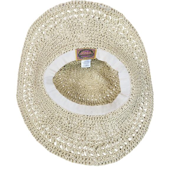 The Scala Collection Beach Bucket Hat Tan 100% Paper Coastal Grandma SZ SM - Picture 2 of 12